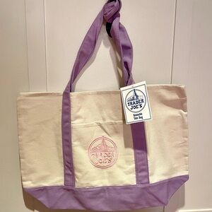 2026! Lavender Large Canvas Tote Bag Trader Joe’s NEW with Tag
